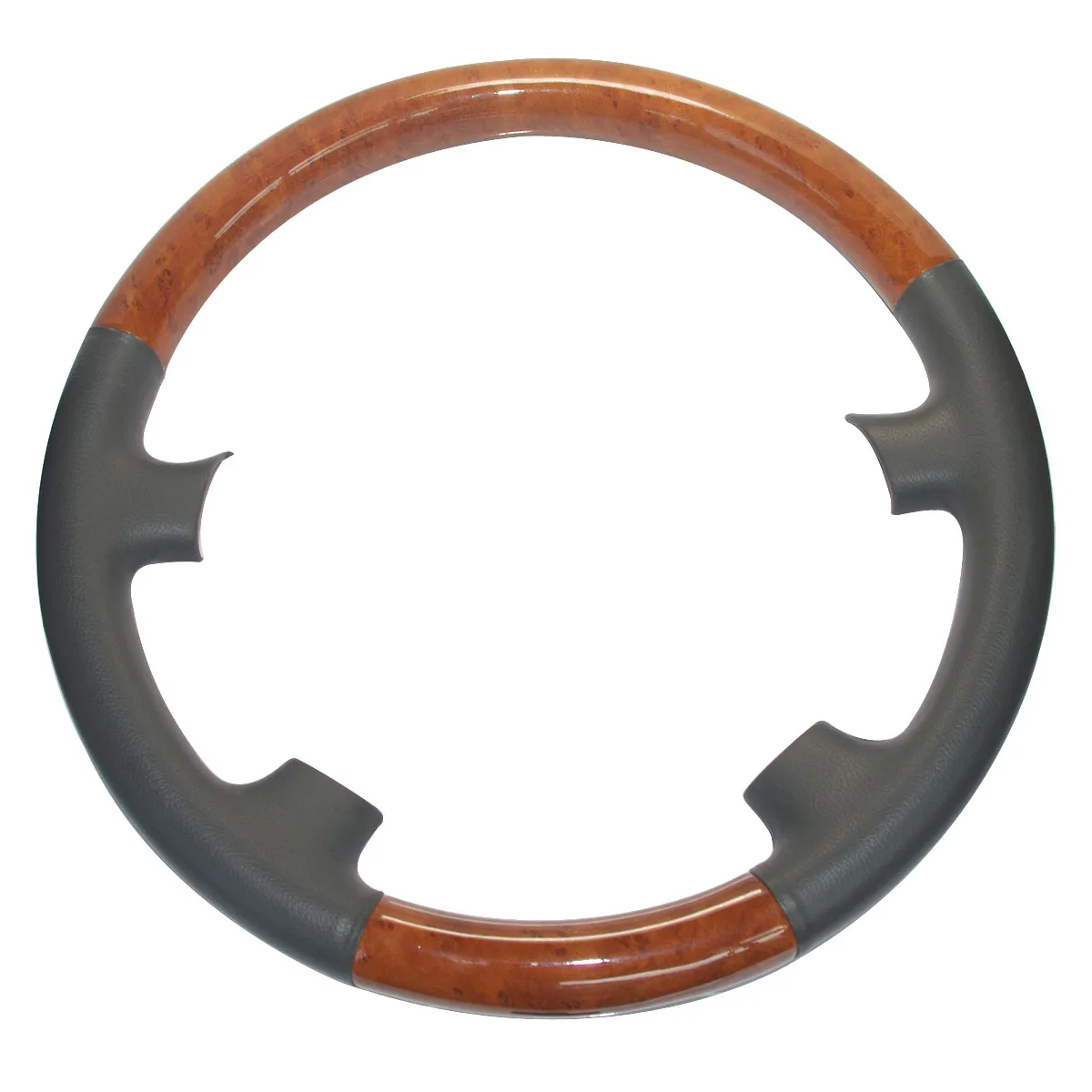 

Dark Grey Leather Brown Wood Steering Wheel Cover Protector for 2003-2007 Toyota Lexus LX470 Land Cruiser FJ100 4700 Prado FJ120