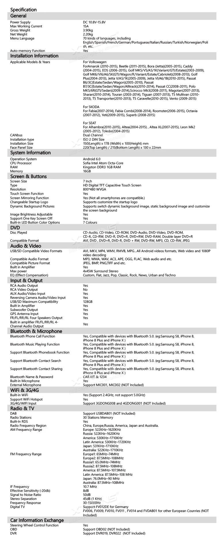 Excellent XTRONS 7" Android Head Unit Stereo Radio GPS Video Car DVD Player for Volkswagen Passat CC Eos Estate Sedan for Skoda for Seat 23