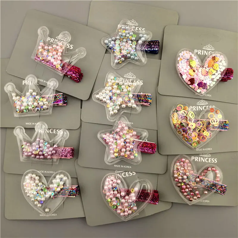 

Glitter Star Crown Barrettes Hair Clips for Girls Hair Accessories Twinkle Paillette Hairgrips Sequins Hairpin Kids Headwear