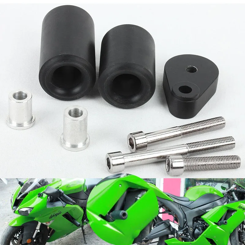 Black Frame Sliders No Cut Version For Kawasaki 2013-2014 Ninja ZX 6R ZX6-R 636