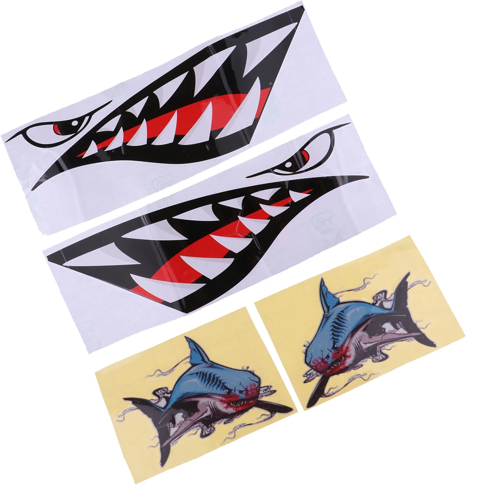 2 Pairs Shark Stickers Reflective Decals for Kayak Fishing Boat Car Truck Window Wall Easy to Apply Scuba Diving Snorkeling Swim