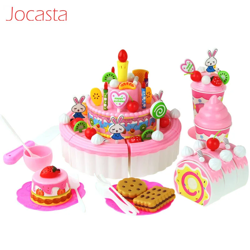 103 шт DIY ролевые игры фруктовая резка торт на день рождения миниатюрная кухня еда игрушки дети с светильник и музыка девочки подарок для детей [