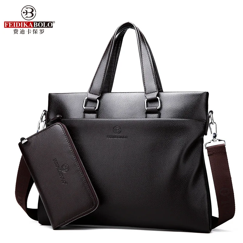 Новая модная мужская сумка, деловая мужская сумка, вместительная сумка для компьютера, модная черная Мужская сумка через плечо, деловые портфели - Цвет: Brown Handbag-Wallet