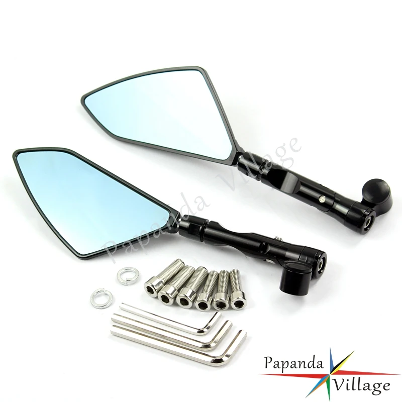Motorcycle Black Aluminum Motorbike 8mm 10mm Rearview Mirror Side