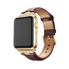

2017 Luxury Genuine Leather Watchband for Apple Watch Leather Band Gold 38mm 42mm Series1 2 3 Strap for Iwatch Band Belt Leather