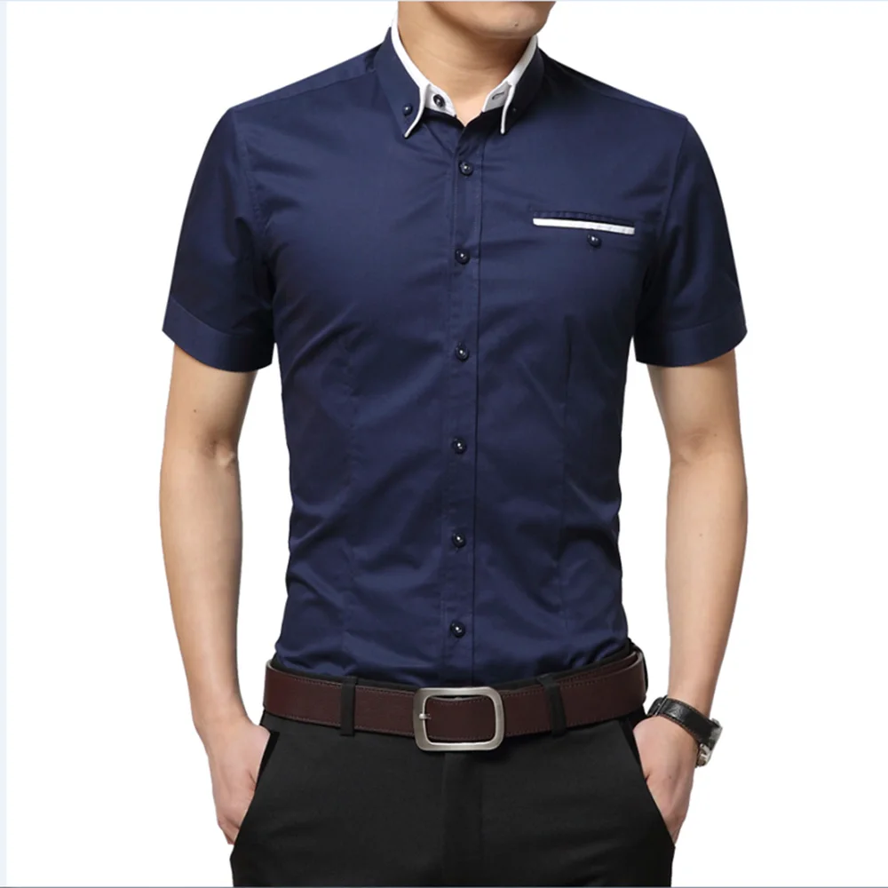 Мужская Свадебная рубашка с коротким рукавом мужская рубашка деловая однотонная Повседневная рубашка Рабочая Деловая одежда тонкая рубашка мужская CY18006