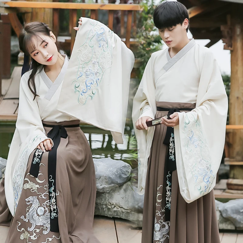 2019 летняя древняя династия wei jin couples hanfu одежда свадебное платье большое вечернее платье с рукавами guangdong вышивка