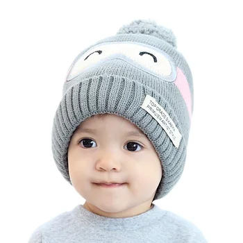 

Cute Baby Cap Warm BabyVersion of the Ball Winter Kids Boys Girls Animal Velvet Hat Kids Crochet Knitted Hat