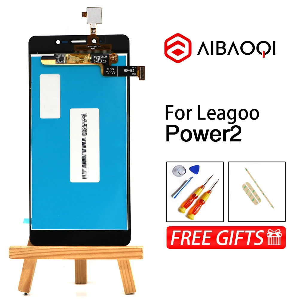 AiBaoQi, 5,0 дюймовый сенсорный экран+ 1280x720 ЖК-дисплей в сборе, замена для телефона Leagoo power 2