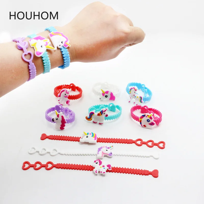 

10pcs Flamingo Unicorn Party Rubber Bracelet Baby Shower Decorations Birthday Party Decorations Kids Gifts Mermaid Party Favors