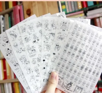 

Korean stationary kawaii stickers 6 sheets Rabbit hong-e ver 1 PVC planner Stickers/stickers for school/sticky notes/papelaria