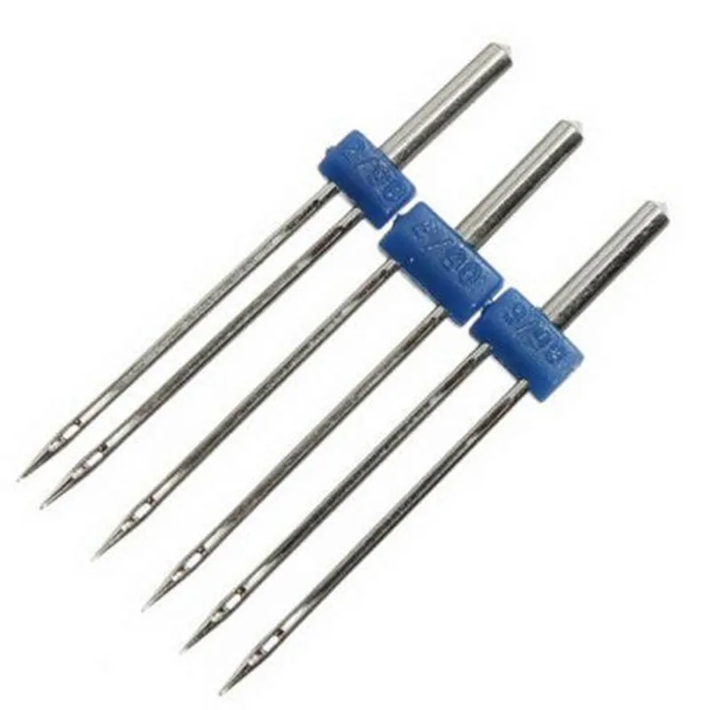 New 3Pcs Double Twin Needle Sewing Machine Needles Pins Clothing Decor