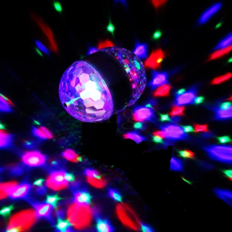 

E27 AC85-265V 110V 220V Colorful Auto Rotating RGB Crystal Stage Light Magic Double Balls laser light DJ Party Disco Effect Bulb