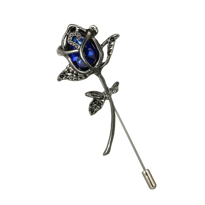 Ретро простая Геометрическая Роза высокого класса Роза Брошь Мода игла для цветка мужской костюм рубашка брошь, шарфы, пряжки брошь ювелирные изделия - Окраска металла: blue
