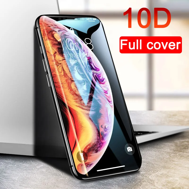 

10D Full Cover Edge Tempered Glass On The For iphone 6 6s 7 8 PLus Screen Protector For iphone X Xr Xs Max Protective Glass Film