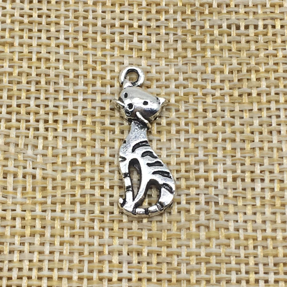30Pcs Cat Charms Antique Silver Color DIY Jewelry Making Handmade Craftsin Charms from Jewelry
