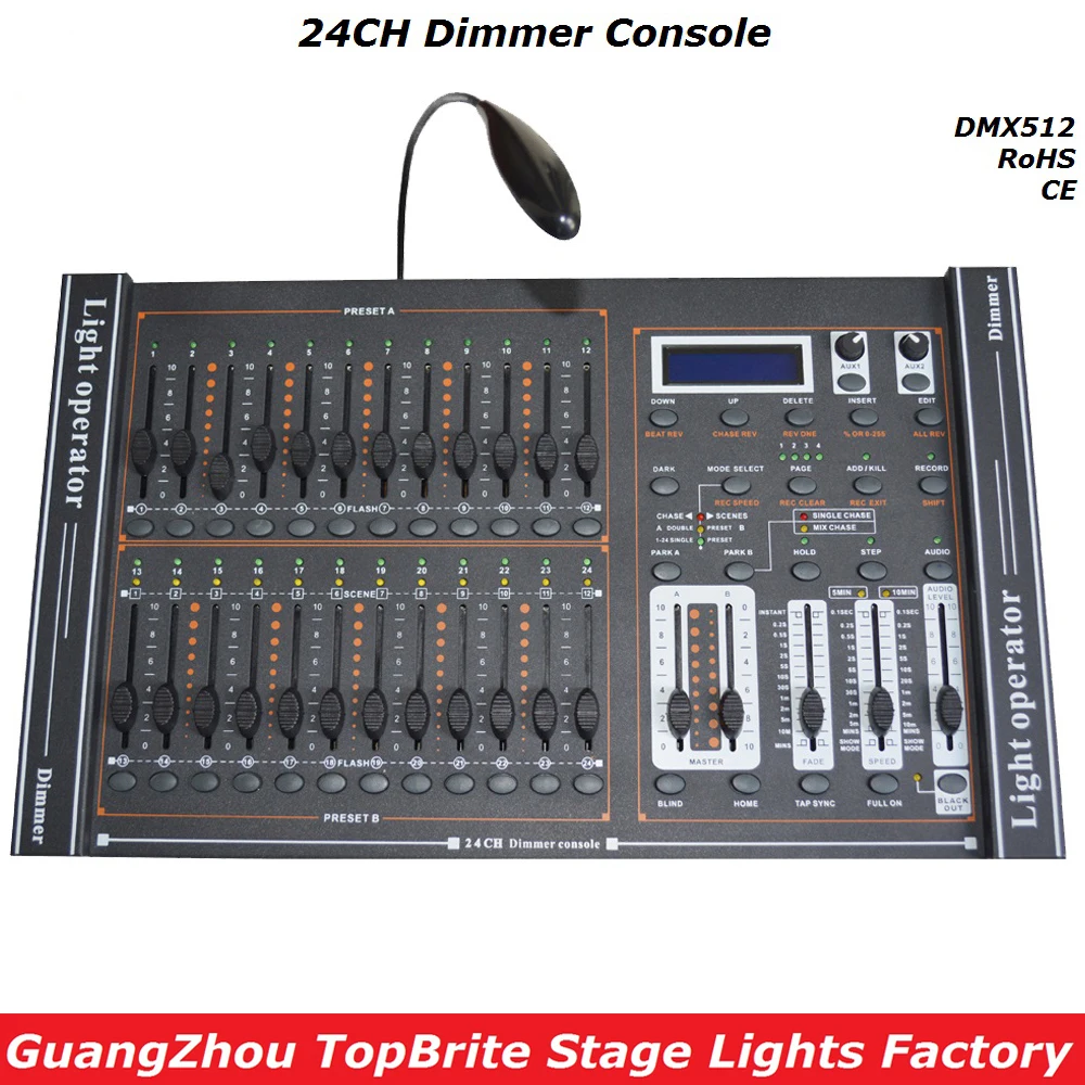 무료 배송 1XLot 24CHs 조광기 콘솔 24 채널 DMX512 컨트롤러 전문 Led 파 DJ 디스코 무대 조명 장비