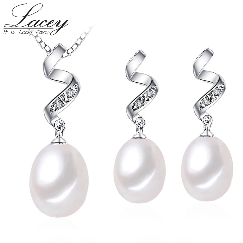 

LACEY Pearl jewelry sets,natural pearl Stud Earrings and Pendant Necklace,925 silver jewelry sets,wedding jewelry for women