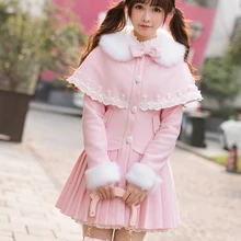 Милое пальто принцессы в стиле «Лолита»; однобортное свободное шерстяное твидовое пальто ярких цветов с длинными рукавами; длинное пальто для девочек; C22CD7264