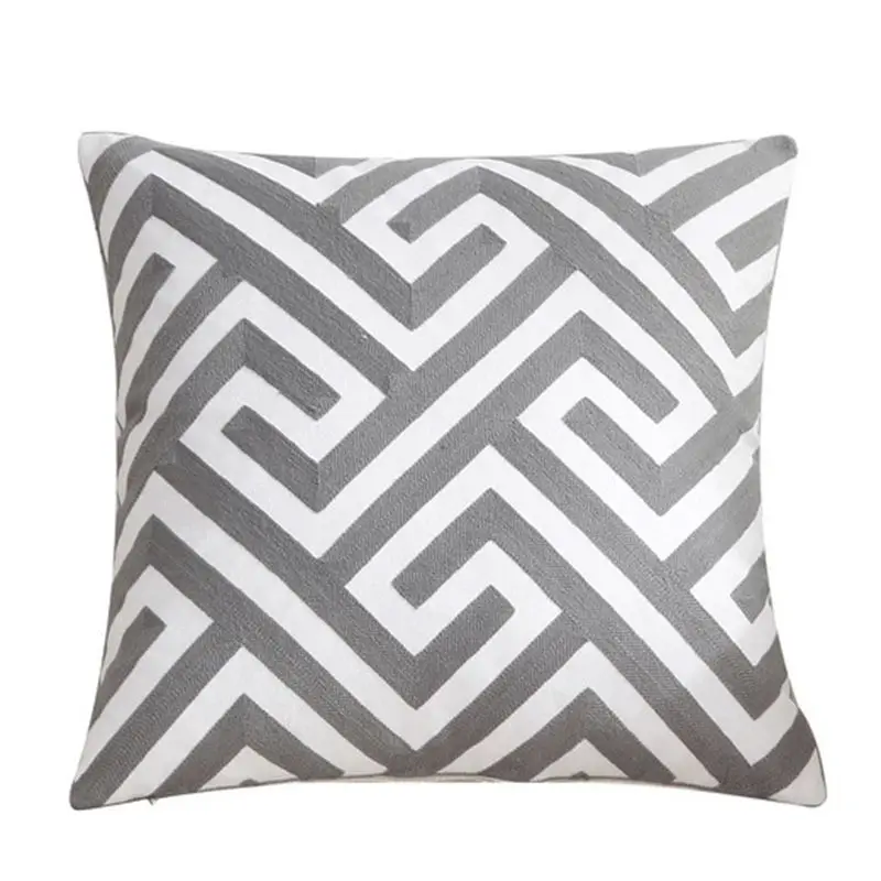 45x45 см наволочка для подушки с вышивкой для домашнего декора серый розовый геометрический холст хлопковая наволочка для подушки с вышивкой Suqare