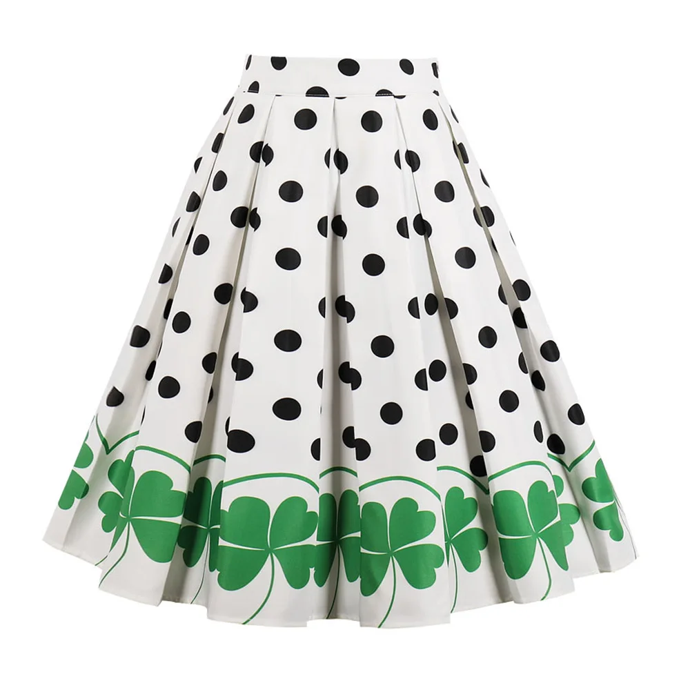 Kenancy Fashion Polka Dot Print Summer Skirts Plus Size 4XL Women A Line Skirts Audrey Vintage