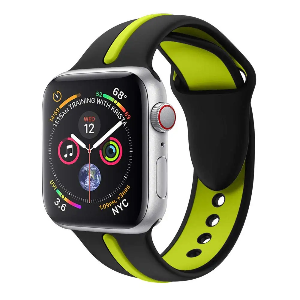 JANSIN мягкий силиконовый спортивный ремешок для Apple Watch, 42 мм, 38 мм, 40 мм, 44 мм, сменный ремешок для наручных браслетов iWatch, серия 5, 4, 3, 2, 1