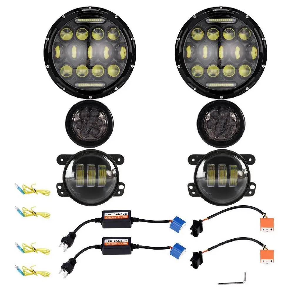 

Partol 7" LED Headlight+Fog Light+Front Turn Signal Kit For Jeep Wrangler JK 2007 2008 2009 2010 2011 2012 2013 2014 2015-2017