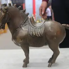 Китайская Династия Тан фэншуй бронзовые медные Тан лошади статуя животного
