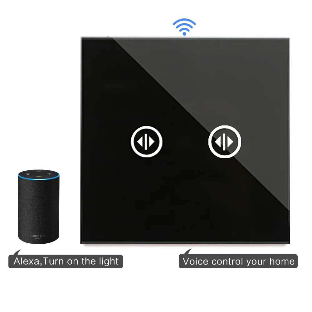 Bingoelec wifi занавес сенсорный переключатель закаленное стекло Панель Умный дом автоматизация настенный переключатель Беспроводное управление через приложение Tuya - Цвет: Black