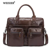WEIXIER мужской портфель s из натуральной кожи винтажная сумка 1" портфель для ноутбука сумка через плечо мужская деловая сумка