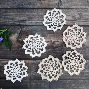 

Cotton Crochet Doily 10cm Placemats Small Flower Coaster Kitchen Placemat Accessories Cup Mat Mug Pad Table Mats Drink Coasters