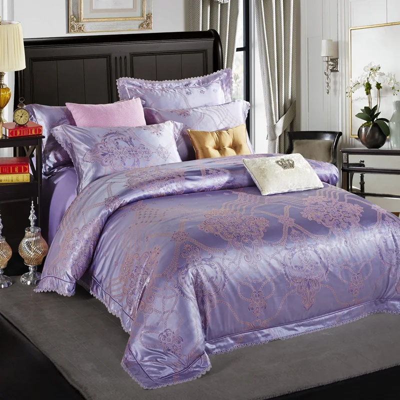 4pcs Luxury Palace Style Bedding Set Green Jacquard Silk Bed Linen Bedclothes Set Queen King Satin Quilt/duvet/comforter Cover