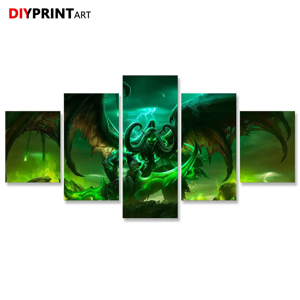 Постеры и печатные картины игровой постер Wow Demon Illidan 5 панелей настенная живопись