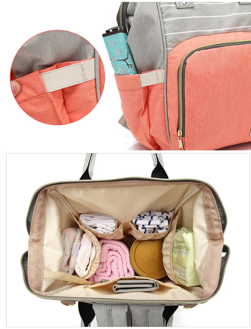 New Stripe Baby Diaper Bag Brand Mummy Maternity Nappy Bag Large Capacity Baby Stroller Bag Travel Backpack Nursing Wetbag (7)
