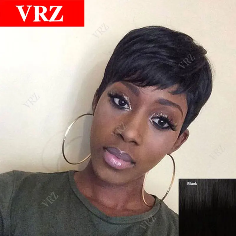 Pixie Very Short Glueless Full Lace Human Hair Wig Natural Black Cut