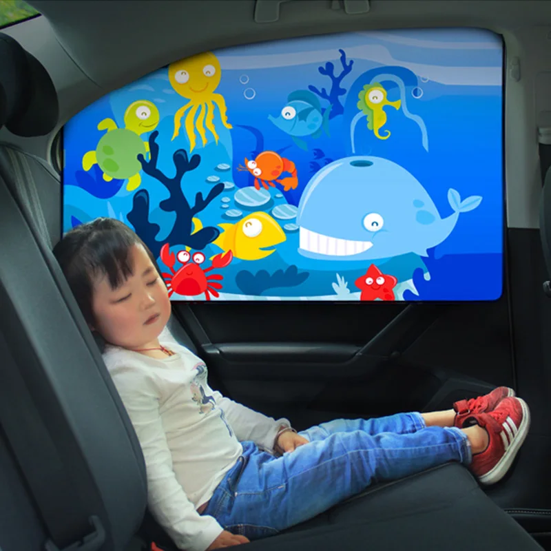 

VODOOL Magnetic Foldable Car Universal Side Window Sunshade Curtain Automobile Child Kids Cartoon Summer Sunscreen Sun Protector