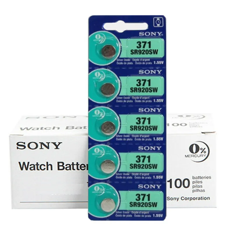 

100pcs Sony 100% Original 371 SR920SW 920 1.55V Watch Battery SR920SW 371 Button Coin Cell MADE IN JAPAN