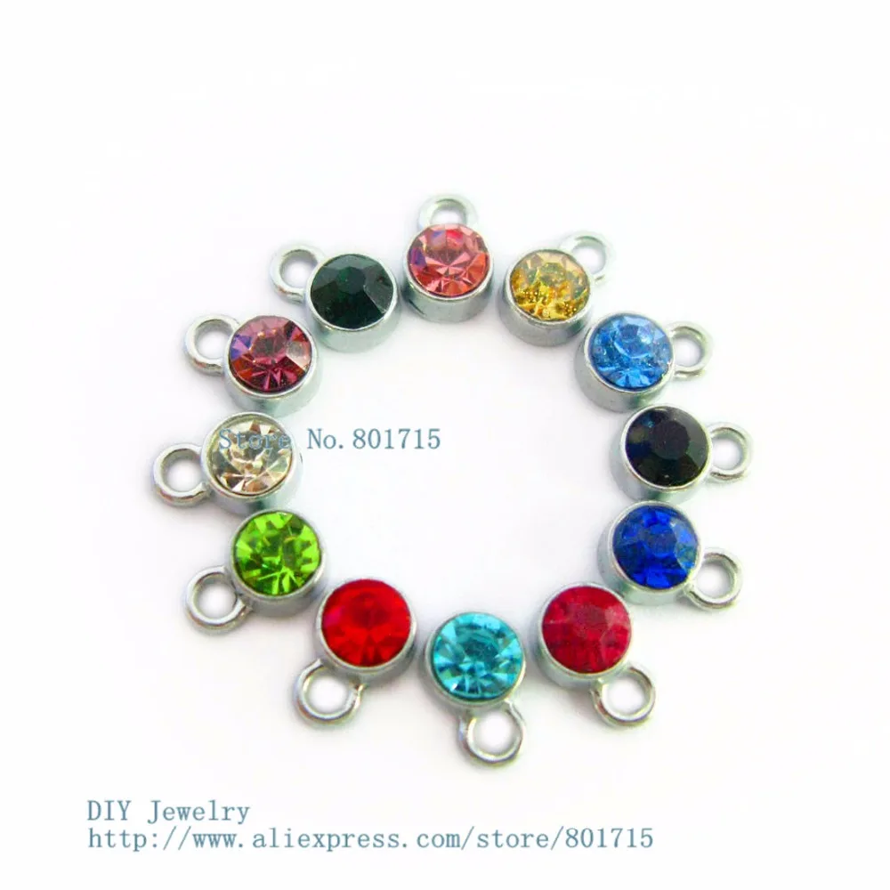 

2016 New Design Fashion 10pcs Zinc Alloy Mix Color Hang Birthstone Charm Fit Memory memory lockets FC1280