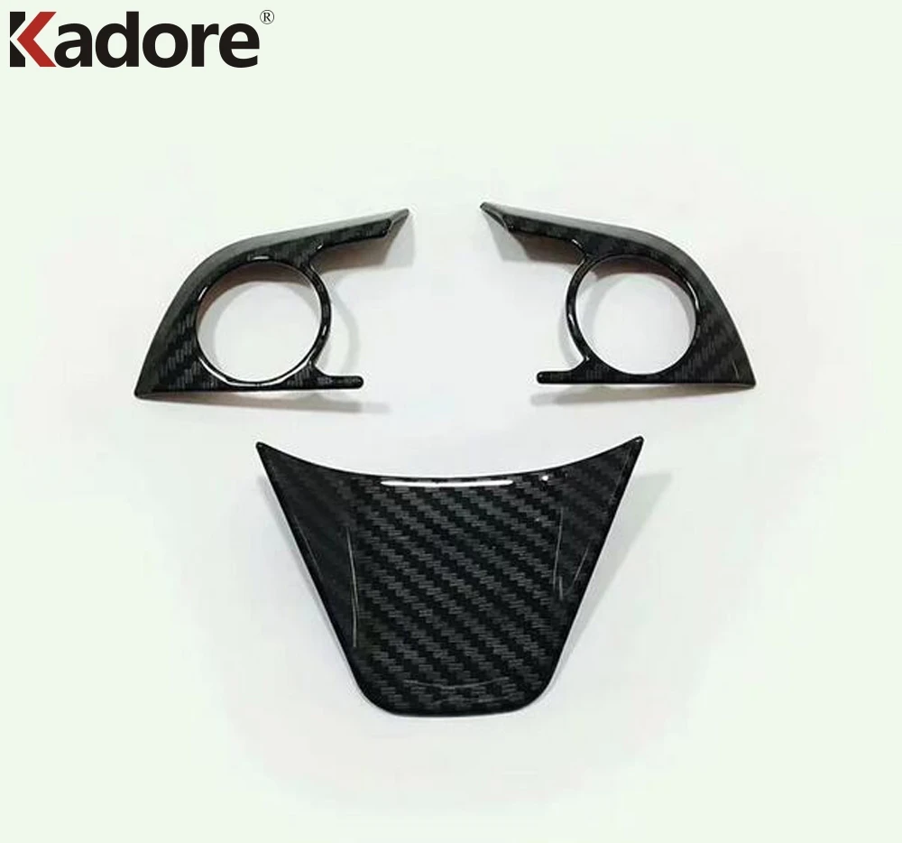 

For Toyota RAV4 RAV 4 2019 2020 Car Accessories Steering Wheel Sequins Cover Interior Decoration Trim abs matte carbon fiber red