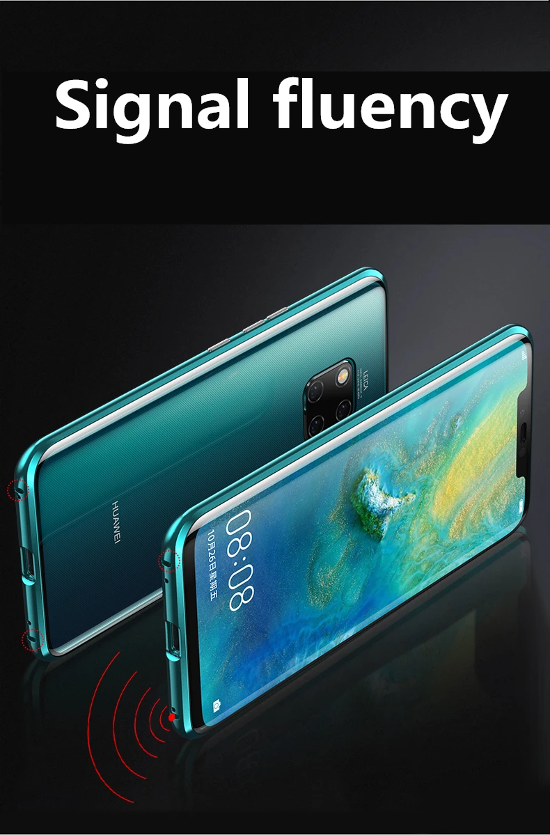 Для huawei mate 20 pro Чехол на магните спереди+ сзади 360 адсорбционный металлический чехол из закаленного стекла для huawei mate 20