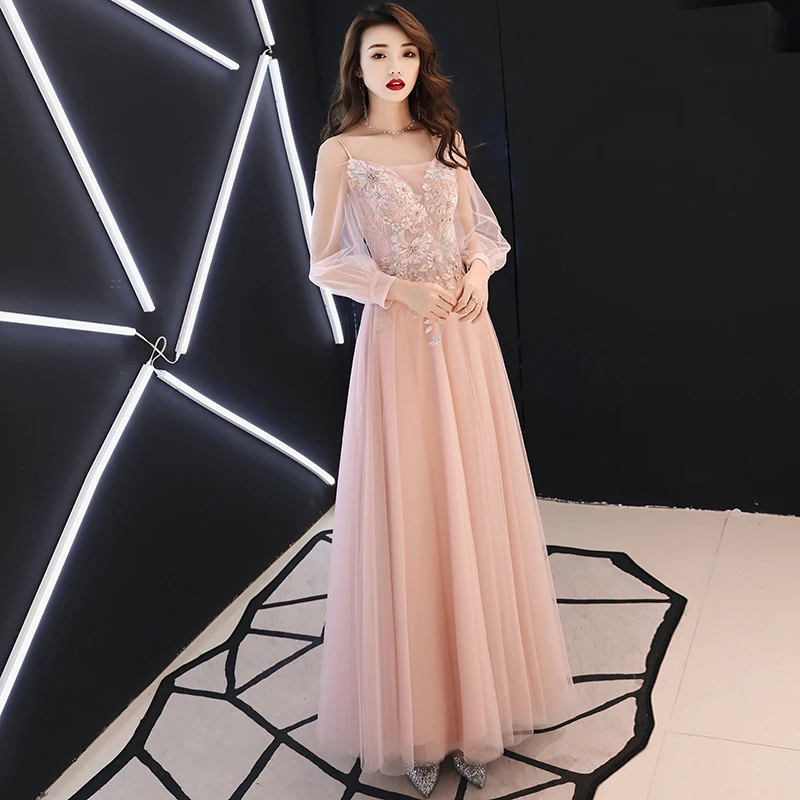 Spring Korea Style Princess Gowns Chiffon Beach Dresses Elegant Pink