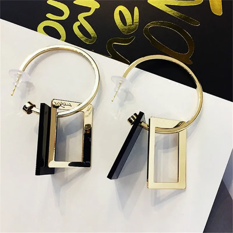 

2019 New Arrival Metal Hyperbole Geometric Women Dangle Earrings Tassel Earrings Korean Simple Long Pendant Earrings Female