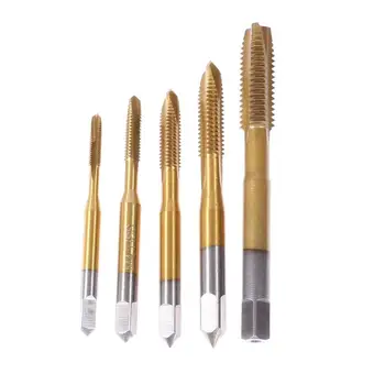 

5pcs HSS Titanium Coated Machine Right Hand Tap Drill M3 M4 M5 M6 M8 Metric Spiral Fluted Machine Screw Tap Die Set
