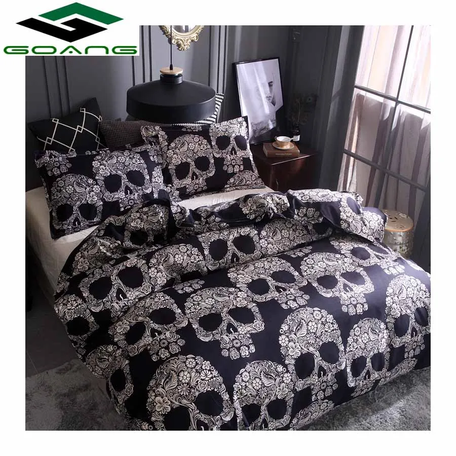 

GOANG wholesale 3D digital printing bedding Set Halloween skull Duvet cover Bed sheets with Pillowcase Hot Sale