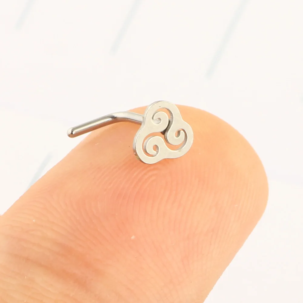 JUNLOWPY 20G Surgical Steel Mix Color Nose Stud Rings L Shaped Piercing Jewelry Nose rings nose piercing body Sprial Wholesales