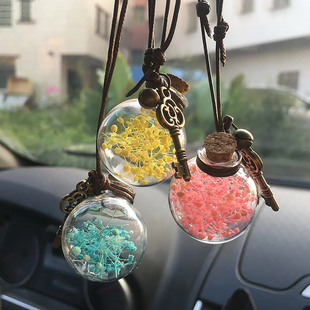 

Car Perfume Empty Bottle Pendant Gypsophila Daisy Flower Fragrance Scent Container For Automobiles Rearview Mirror Decoration