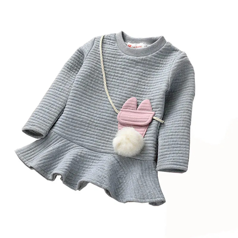 

2019 Dress For Girl Long Sleeve Kids Clothes Autumn Dresses Baby Dress Solid Kids Girl Dresses
