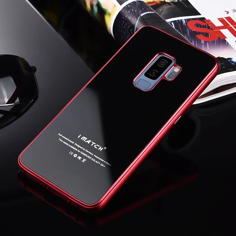 iMatch Aviation Aluminum Alloy Metal Bumper Tempered Glass Back Cover Case for Samsung Galaxy S9 & Samsung Galaxy S9 Plus