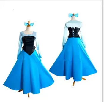 

Free shipping The Little Mermaid Ariel Mermaid Princess Beauty Dress +bowknot Halloween Cosplay Costume