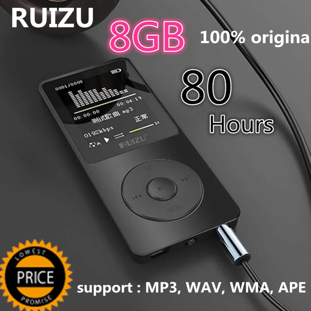 Free Shipping RuiZu X02 1.8" TFT Screen HiFi Sport Music Mp3 Player Mini Portable Mp3 Player 8gb
